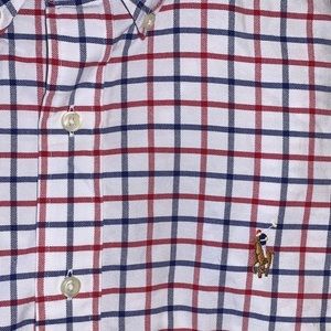 RALPH LAUREN RED WHT BLUE PLAID SIZE LARGE EUC